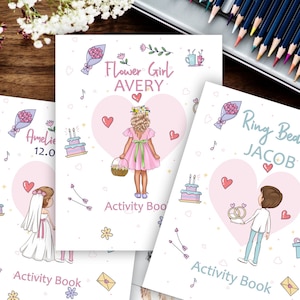 Personalisiertes Hochzeitsbuch für Ringträger und Blumenmädchen Malbuch, Ausmalseiten personalisiert, Ringträger Geschenk