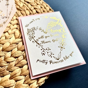 Blumenmädchen-Vorschlags-Karte, echte Goldfolie Blumenmädchen-Einladung, werden Sie meine Blumenmädchen-Karte sein, personalisierte Blumenmädchen-Vorschlagskarte