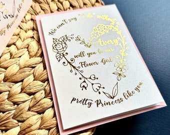 Flower Girl Proposal Card, Real Gold Foil Flower Girl Invitation, Will You Be My Flower Girl Card, Personalized Flower Girl Proposal