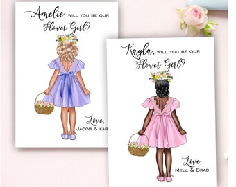 Flower Girl Proposal Card, Personalized Flower Girl Card, Will you be my Flower Girl Card, Gift for Flower Girl from Bride