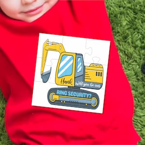 Ring Bearer Excavator Puzzle, Personalized Wedding Gift For Ring Bearer Proposal, Wedding Party Gifts, Ring Security Proposal Gift
