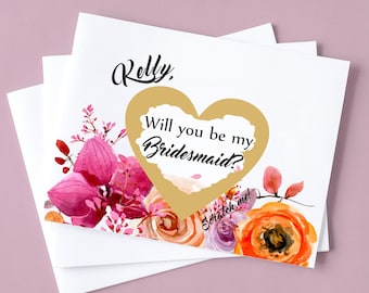 Personalized Bridesmaid Proposal Card: Scratch Off Shimmery Cardstock