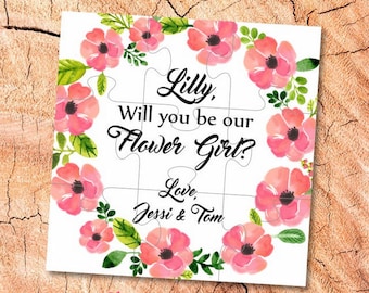 Will You Be my Flower girl gift Puzzle proposal Flower girl Will You Be our Flower girl puzzle Ask Flower Girl jigsaw be  Flower girl card