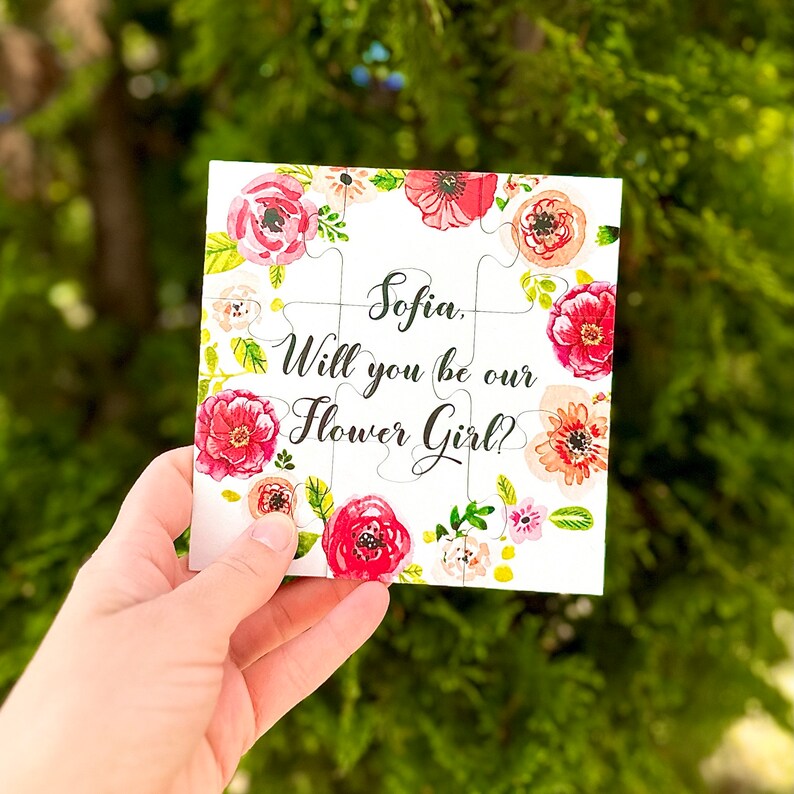 Will You Be my Flower girl, Will You Be our Flower girl, Ask Flower Girl, Flower Girl gift, Flower girl Puzzle, Flower girl jigsaw, proposal image 2