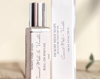 Coconut Milk + Vanilla Perfume Oil | Fine Fragrance Oil | Soft Warm Vanilla Scent | Alcohol Free Roll-On Perfume | Everyday Luxury