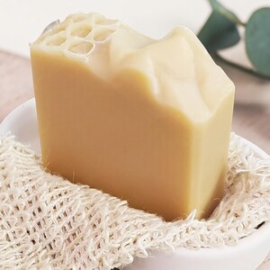 Golden Milk & Honey Goat Milk Soap | Fragrance Free Unscented Soap for Sensitive Skin | Natural Handmade Cold Process Honey Soap