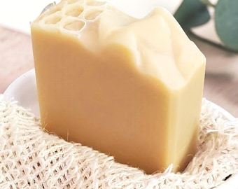 Golden Milk & Honey Goat Milk Soap | Fragrance Free Unscented Soap for Sensitive Skin | Natural Handmade Cold Process Honey Soap