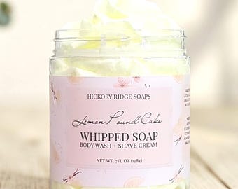 Ultimate Lemon Pound Cake Whipped Soap: Indulge in Buttery Softness with a Delicious Citrus Aroma - All-in-One Body Wash & Shave Soap