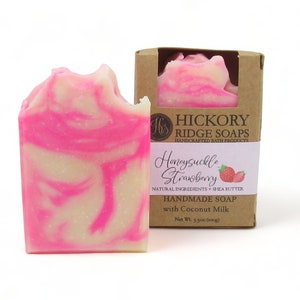 Honeysuckle Strawberry Soap Bar Strawberry Soap Honeysuckle Soap Bar Soap Handmade Soaps by Hickory Ridge Soaps image 3