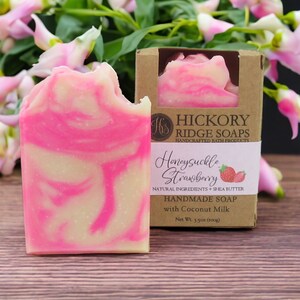 Honeysuckle Strawberry Soap Bar Strawberry Soap Honeysuckle Soap Bar Soap Handmade Soaps by Hickory Ridge Soaps image 1