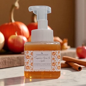 Pumpkin Spice & Apple Foaming Hand Soap - Sulfate, Paraben and Phosphate Free! Gentle Wash with Cloves, Apples, and Creamy Vanilla