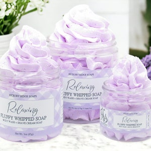 Relaxing Fluffy Whipped Soap Lavender Bath Soap, Body Wash, Shaving Cream, Cream Soap, Soap, Body Soap, Gift For Her image 1