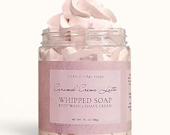 Caramel Crème Latte Whipped Soap, Coffee Scented Body Wash, Caramel Vanilla Shower Soap, Coffee Lover Gift, Handmade Bath Gift