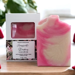 Honeysuckle Strawberry Soap Bar | Strawberry Soap | Honeysuckle Soap | Bar Soap | Handmade Soaps by Hickory Ridge Soaps