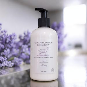 Relaxing Goat Milk Lotion w/ Pump | Skin Softening Cream | Lavender Lotion | Hand and Body Lotion | Face Lotion | Facial Cream