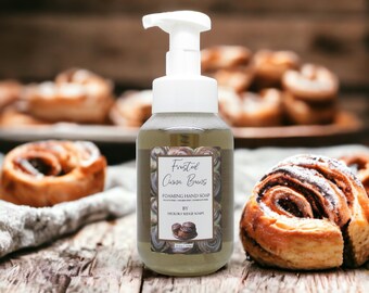 Frosted Cinna Buns Foaming Hand Soap | Christmas Liquid Hand Soap | Cinnamon Rolls Soap | Kitchen Soap | Christmas Party Gift | Foaming Soap