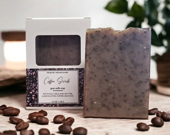 Coffee Scrub Natural Homemade Goat Milk Soap, Coffee Scrub Soap, Exfoliating Soap, ~ Handmade Soaps by Hickory Ridge Soaps