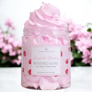 Honeysuckle Strawberry Whipped Soap | Cream Soap | Whipped Shaving Cream | Whipped Body Wash | Whipped Bath Butter | Shower Frosting