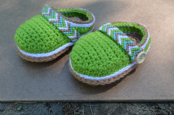 Green Hand Crochet Baby Crocs | Etsy
