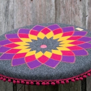 Mandala patterned cushion, Round seat pad, floor cushion, meditation pillow for yoga studio, picnic, resting corner, Patio & outdoor image 1