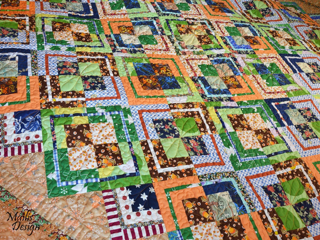 King Size Full Size Patchwork Quilt Scrap Quilt Bedcover Etsy