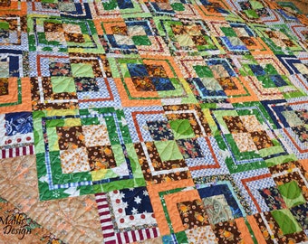 King Size, Full size patchwork Quilt, scrap quilt bedcover