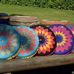 Mandala patterned cushion, Round seat pad, floor cushion, meditation pillow for yoga studio, picnic, resting corner, Patio & outdoor image 7