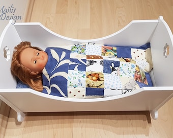 Couverture de poupée 45cm / 18 « et oreiller, couette en patchwork, literie de poupée pour Baby Born et poupées similaires 40-50 cm / 15-19 ».