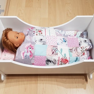 Doll blanket 45cm/18 and pillow, patchwork quilt, doll bedding for Baby Born and similar 40-50 cm/15-19 dolls. image 1