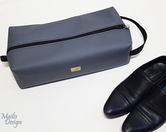 Shoe bag XL (42cm/16") faux leather, zipper shoe bag, sports shoe bags, travel shoe bag