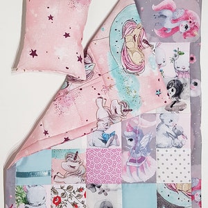 Doll blanket 45cm/18 and pillow, patchwork quilt, doll bedding for Baby Born and similar 40-50 cm/15-19 dolls. image 3