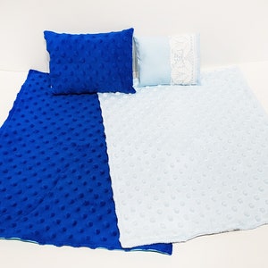 Doll blanket 45 cm 17 and pillow, minky fleece, doll bedding for Baby Born and similar dolls. image 1