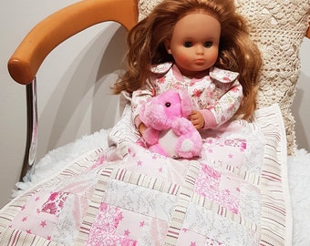 Doll blanket 42cm/16,5", patchwork quilt, doll bedding for Baby Born and sister, Lissi doll, Baby Annabell and similar 40-50cm/15-19" dolls.