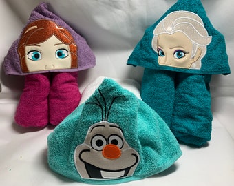 name embroidery available Anna or elsa hooded towel