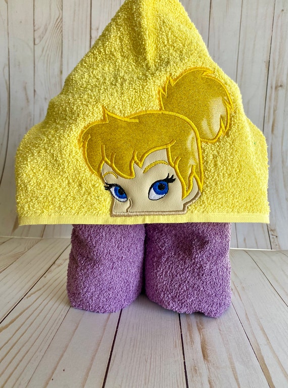 Tinkerbell and Personalised Name Embroidered on Towels Bath Robes Hooded Towel Tinkerbell and Personalised Name Embroidered on Towels Bath Robes Hooded Towel