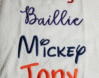 Adding name to a hooded towel