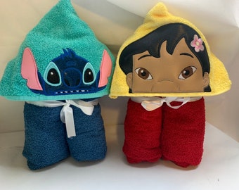 Lilo and Stitch Hooded Towel, Beach Towel, Bath Towel