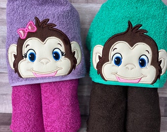 Monkey Hooded Towel, Baby Monkey, Bath Towel, Beach Towel