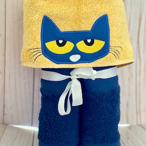 Serviette à capuchon Pete Cat, serviette de plage, serviette de bain.
