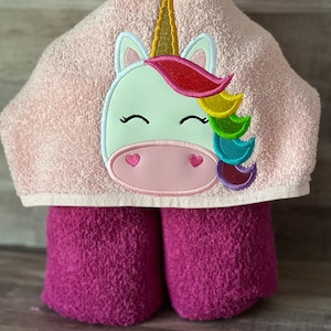 Rainbow Unicorn Hooded Towel, Bath Towel, Beach Towel