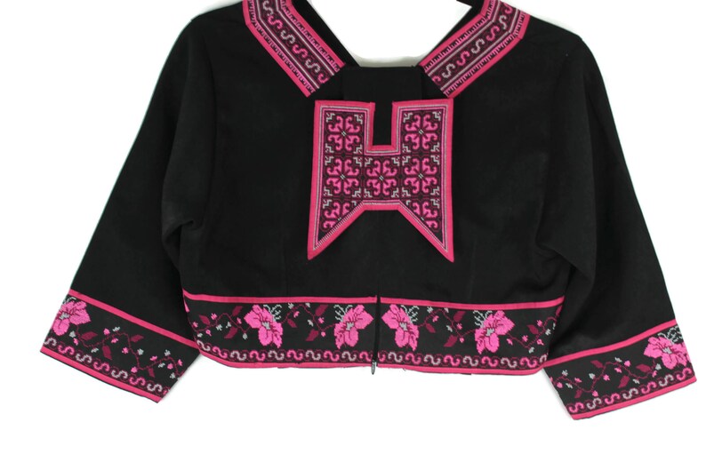 Bohemian Hmong Hand Embroidered Bolero with Beaded Tassel Fringe Exquisite Handmade Shrug