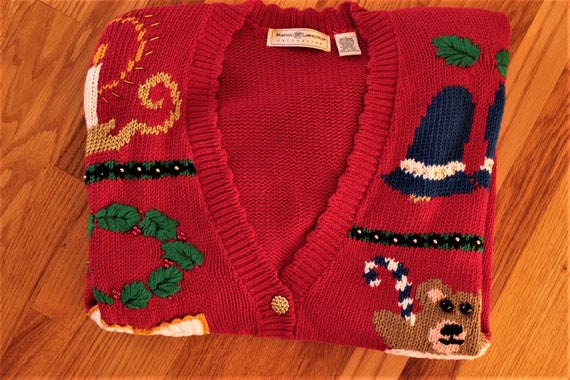 Sparkling, Colorful Red Ugly Christmas Cardigan S… - image 6