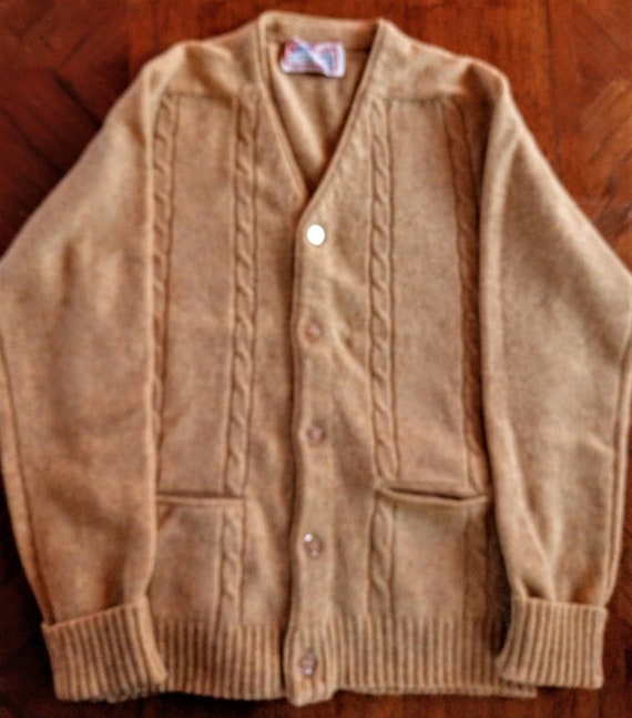 Cable Knit Turtleneck Boys Cardigan Sweater in Ca… - image 1