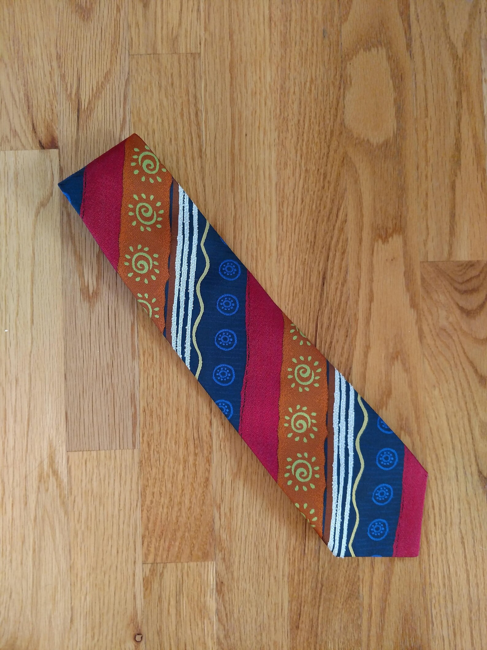 Vintage New Zealand Made Abstract Textured Men's Tie in Red, Blue ...