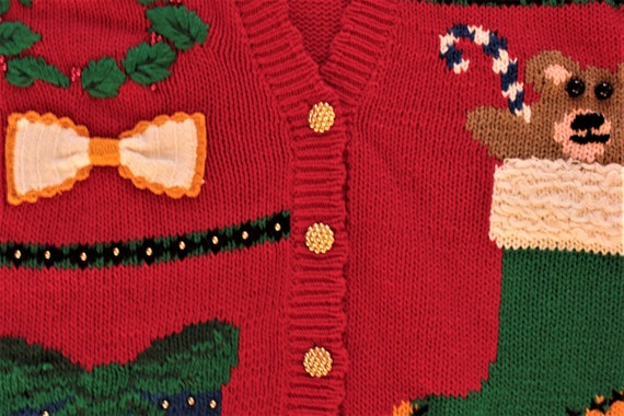Sparkling, Colorful Red Ugly Christmas Cardigan S… - image 4