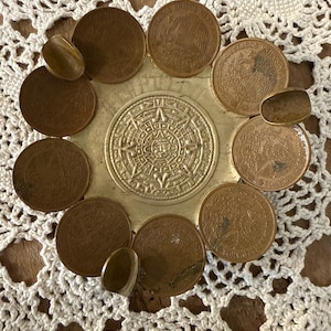 Mexican Souvenir Ashtray, 1960s or 1970s. Copper and brass