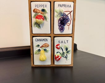 Vintage 5 Piece Wooden Spice Holder  Japan
