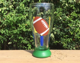 Hand painted Football beer glass//Father's day gift//Gifts for him// Fall beer glass