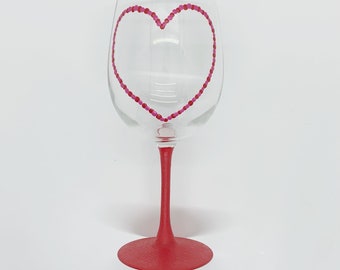 Valentine's Day wine glass// Hand painted wine glass