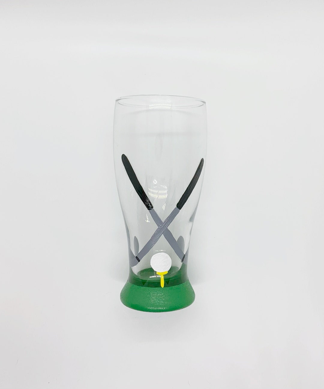 Golf Beer Glass// Hand Painted Beer Glass// Father's Day Gift Etsy